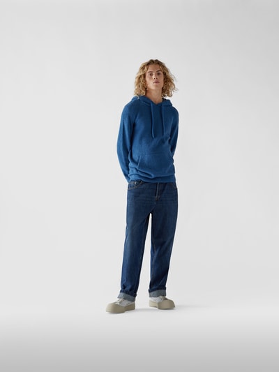 Roberto Collina Hoodie in Strick-Optik Ozean Blau 1