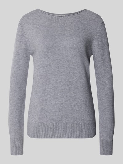 Christian Berg Woman Regular Fit Strickpullover aus Viskose-Mix mit U-Boot-Ausschnitt Silber Melange 1