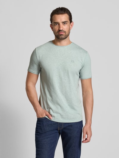 Tom Tailor Denim T-shirt o kroju regular fit z mieszanki bawełny Lodowy błękitny melanż 4
