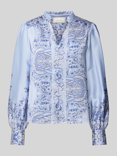 Neo Noir Slim fit blouse met tuniekkraag, model 'Massima' Lichtblauw - 2