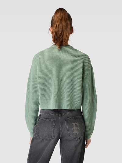 Only Gebreide pullover met streepmotief, model 'MALAVI' Rietgroen - 5