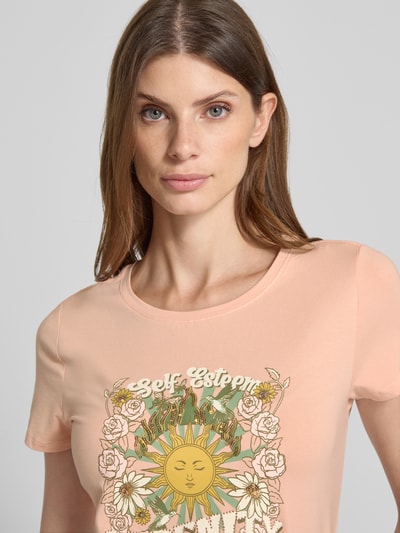 Zero T-shirt met motiefprint en ronde hals Lichtroze - 3