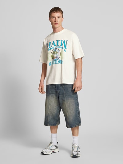 Review X MATW T-Shirt mit Label-Print Offwhite Melange 1