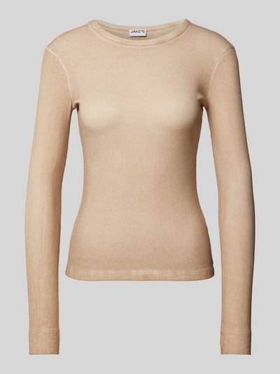 Jake*s Casual Longsleeve mit Strukturmuster Sand 2