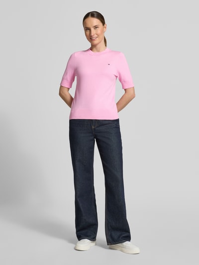 Tommy Hilfiger Regular Fit Strickpullover aus Baumwoll-Mix Hellrosa 1