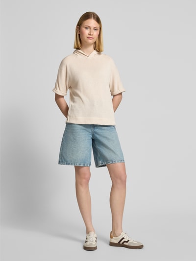 OPUS Sweter z dzianiny z kapturem model ‘Sedini’ Piaskowy 1