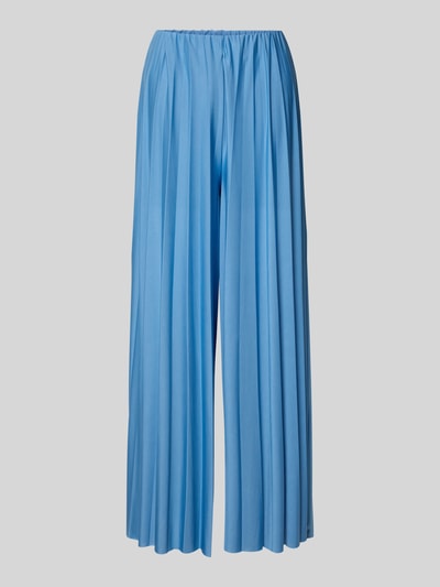 Produktfoto, Stoffhose mit Plisseefalten Modell 'Samantha' von GUIDO MARIA KRETSCHMER WOMAN aus Satin im Wide-Leg-Fit, elastischer Bund, leuchtendes Blau, Bundweite 35 cm, Innenbeinlänge 74 cm, strukturierte Satin-Optik.