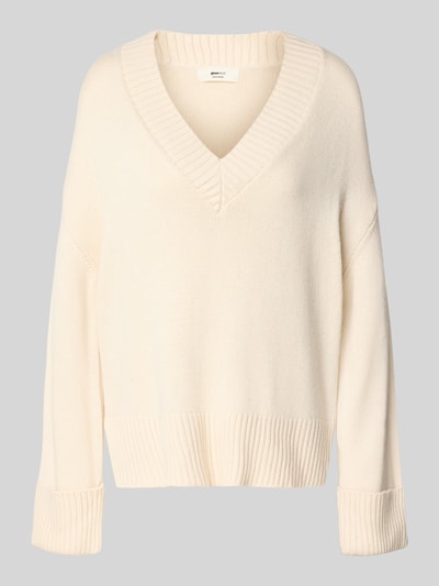 Gina Tricot Strickpullover mit V-Ausschnitt Offwhite 2