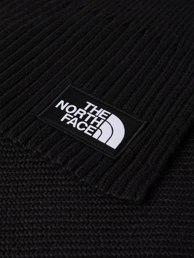 Produktfoto, Schal in Strick-Optik mit Logo-Patch von The North Face in zwart met structuurpatroon, rechthoekige pasvorm, breedte 23 cm, heren