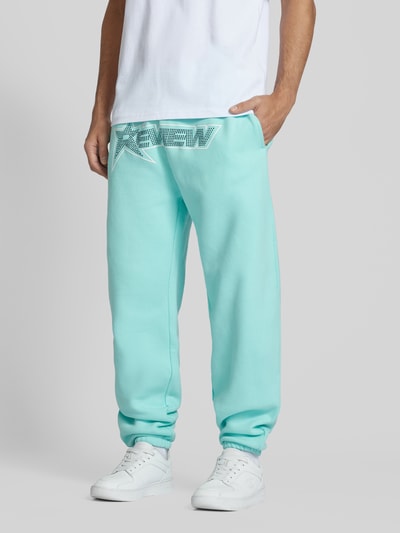 REVIEW Sweatpants mit Label-Print Tuerkis 4