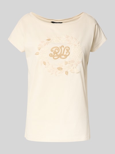Lauren Ralph Lauren T-Shirt mit geripptem U-Boot-Ausschnitt Modell 'GRIETA' Offwhite Melange 2