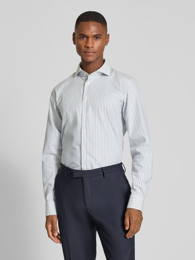 Profuomo Slim fit zakelijk overhemd met kentkraag Blauw - 4