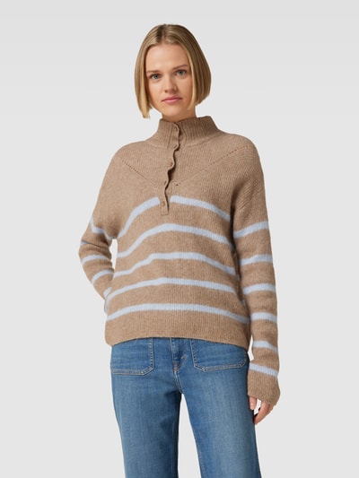 MOS MOSH Gebreide pullover van alpacamix, model 'Bryna Thora' Taupe - 4