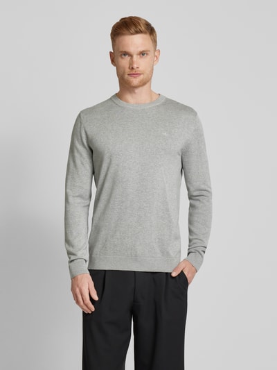 Tom Tailor Gebreide pullover met labelstitching, model 'BASIC' Lichtgrijs - 4