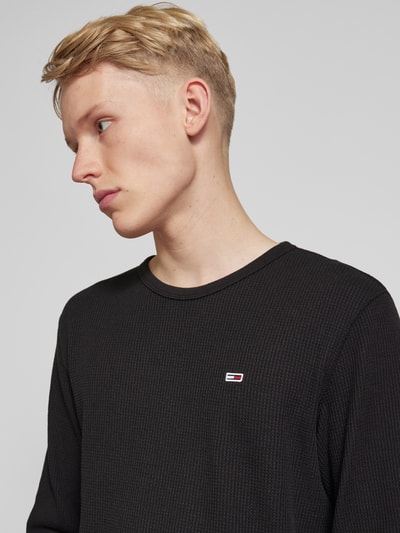 Tommy Jeans Slim Fit Longsleeve mit Label-Stitching Black 3