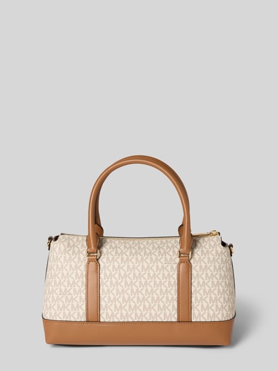 Produktfoto, lichte handtas met logomotief, labelapplicatie, draagbanden en schouderband, model 'ANDIE MD' van MICHAEL Michael Kors, hoofdvak met ritssluiting, breedte 30 cm, lengte 20 cm, diepte 16 cm, schouderband 118 cm