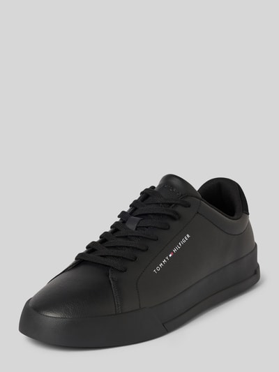 Tommy Hilfiger Ledersneaker mit Label-Print Modell 'COURT LEATHER GRAINESS' Black 1