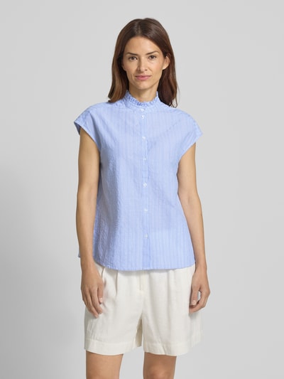 Milano Italy Top bluzkowy ze stójką i krótkim rękawem Niebieski 4