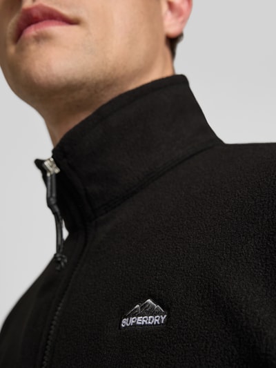 Superdry Fleecepullover mit Label-Stitching und Stehkragen Black 3