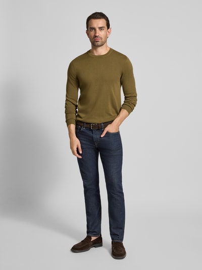 Casual Friday Gebreide pullover met ronde hals, model 'OSVALD' Olijfgroen - 1