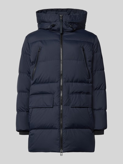 Produktfoto, Regular Fit Daunenjacke mit Kapuze von Marc O'Polo in Dunkelblau, unifarbene Optik, wasserabweisend, zwei Pattentaschen