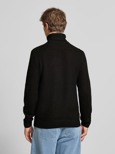 Jack & Jones Rollkragenpullover mit Zopfmuster Modell 'PAUL' Black 5