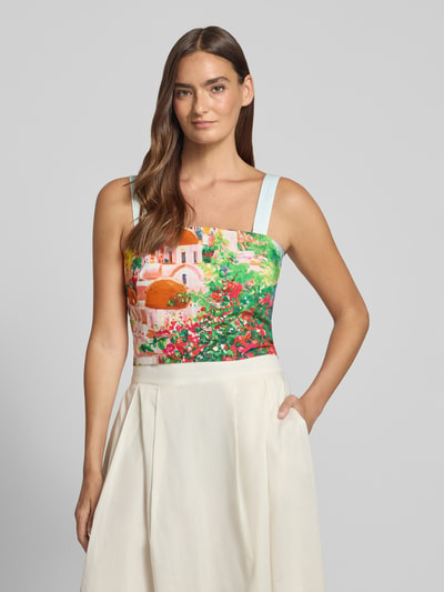 Stefanel Cropped Blusentop mit Smok-Details Weiss 4