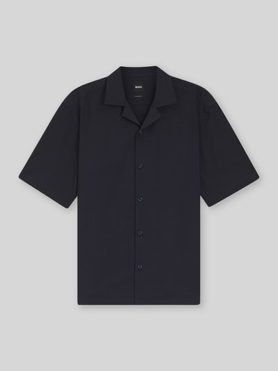 BOSS Relaxed Fit Kurzarmhemd aus Woll-Mix Marine 2