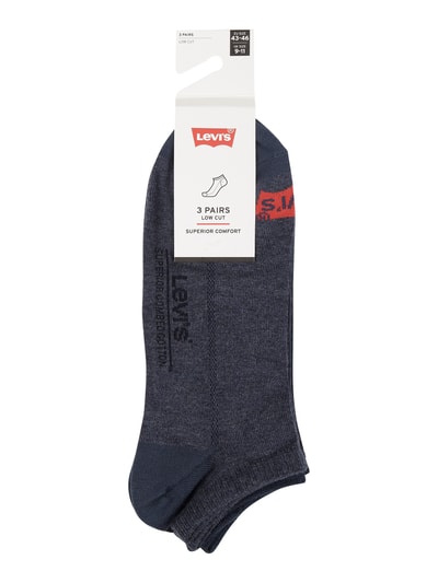 Levi's® Sneakersocken mit Label-Print im 3er-Pack Modell 'LOW CUT' Jeansblau 2