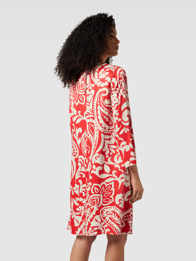 Oui Knielange jurk van viscose met all-over motief Rood - 5