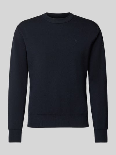 Replay Gebreide pullover met labelstitching Marineblauw - 2