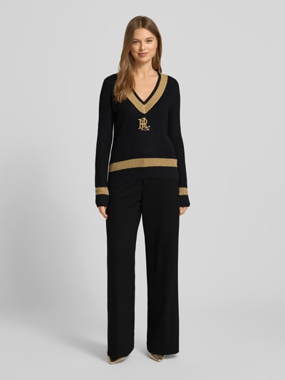 Lauren Ralph Lauren Strickpullover mit Label-Stitching Modell 'MEREN' Gold Melange 1