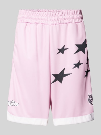 Low Lights Studios Loose Fit Shorts mit Label- und Motiv-Print Modell 'ALLSTARS' Pink 2