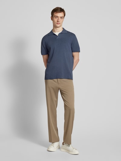 Mango Regular Fit Poloshirt mit V-Ausschnitt Blau 1