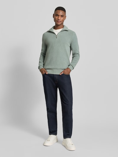 Marc O'Polo Regular fit schipperstrui van een mix van katoen en scheerwol IJsblauw - 1