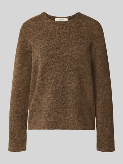 Produktfoto, brauner Regular Fit Pullover aus Woll-Mix Modell 'LULU' von Selected, feine Strickstruktur, Damen Pullover von Selected