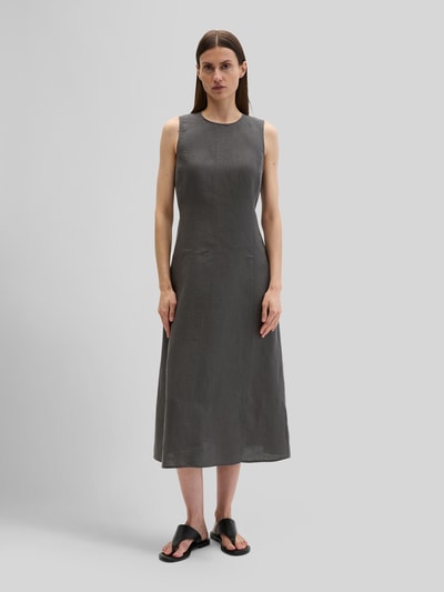 Marc O'Polo Körpernahes Midikleid aus reinem Leinen Dunkelgrau 1