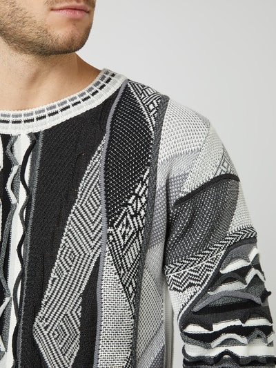 CARLO COLUCCI Pullover met gestructureerd all-over motief Zwart - 3