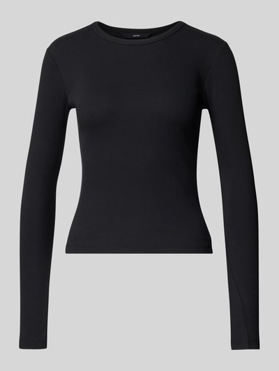Vero Moda Slim fit shirt met lange mouwen van katoenmix, model 'CHLOE' Zwart - 2