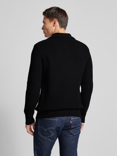 SELECTED HOMME Sweter z dzianiny z prążkowanymi wykończeniami model ‘LAND’ Czarny 5