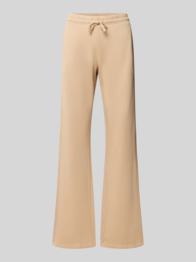 Produktfoto, beige Sweatpants aus Baumwoll-Modal-Mix von Juvia mit elastischem Bund, Tunnelzug und Fleece-Innenseite, lockere Passform