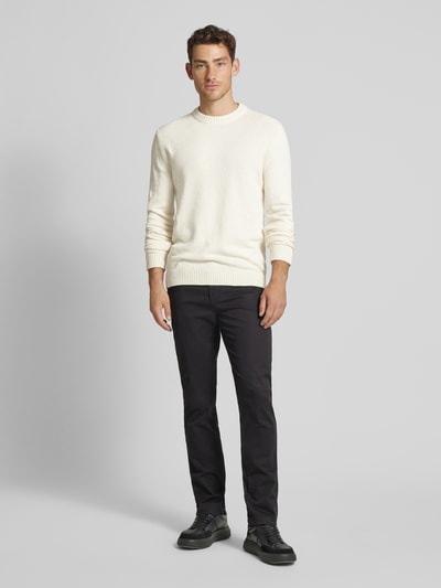 SELECTED HOMME Gebreide pullover met ribboorden, model 'LOOP' Offwhite - 1