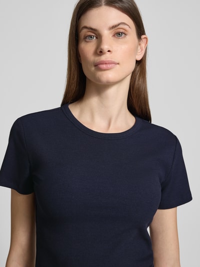 Christian Berg Woman T-Shirt in Ripp-Optik mit Rundhalsausschnitt Dunkelblau 3