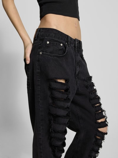 Review Straight leg jeans in destroyed-look Zwart - 3