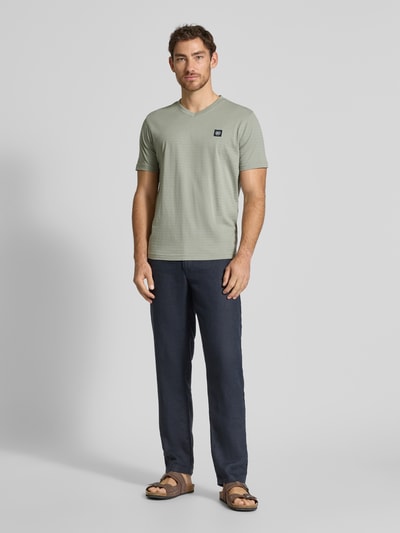 Lerros T-shirt met V-hals Lindegroen - 1