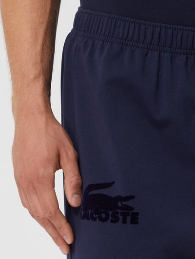 Lacoste Sweatshorts met flockprint in labeldesign Donkerblauw - 3