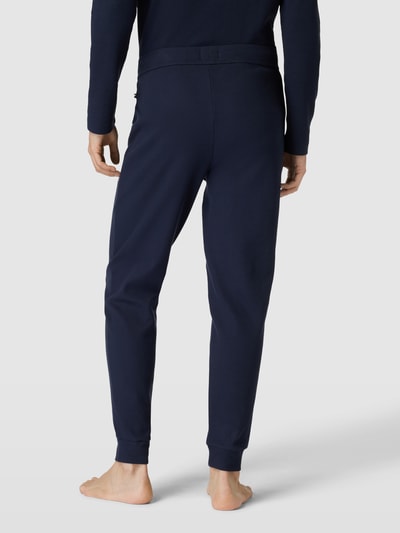 BOSS Sweatpants met structuurmotief, model 'Waffle' Donkerblauw - 5