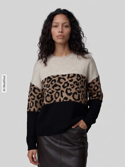 ONLY Relaxed Fit Pullover mit Leoparden-Muster Sand 4