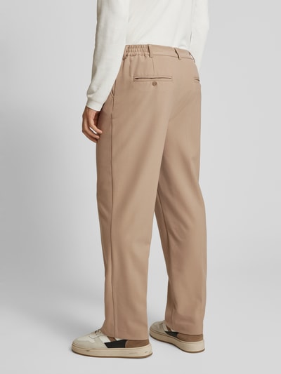 Casual Friday Tapered fit stoffen broek met bandplooien Beige - 5