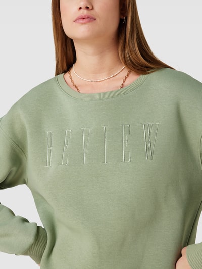 Review Sweatshirt met logostitching, model 'EMBRO' Lindegroen - 3